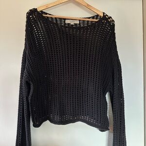 LOFT Off-the-Shoulder Black Knit Sweater